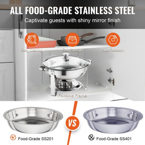 Chafing Dish Buffet Set 4 Qt 2 Pack Stainless Steel Chafer with 2 Full