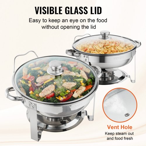 Chafing Dish Buffet Set 4 Qt 2 Pack Stainless Steel Chafer with 2 Full