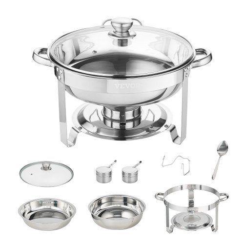 Chafing Dish Buffet Set 4 Qt 2 Pack Stainless Steel Chafer with 2 Full