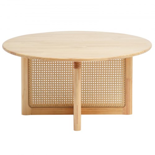 Rattan Coffee Table Round Rattan Woven Wood Coffee Table with Rubber Wood