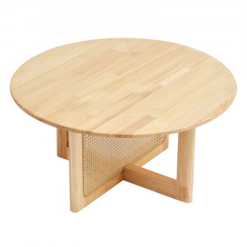 Rattan Coffee Table Round Rattan Woven Wood Coffee Table with Rubber Wood