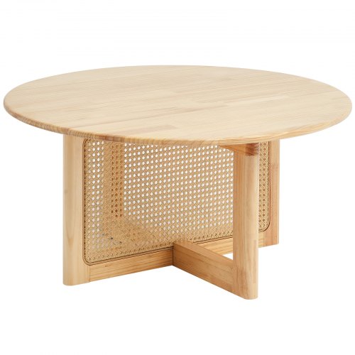 Rattan Coffee Table Round Rattan Woven Wood Coffee Table with Rubber Wood