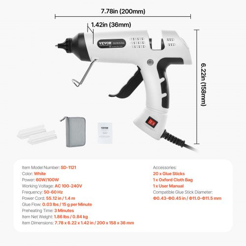 Hot Glue Gun 60100W Dual Power Mini Hot Glue Gun with 20 Premium Glue