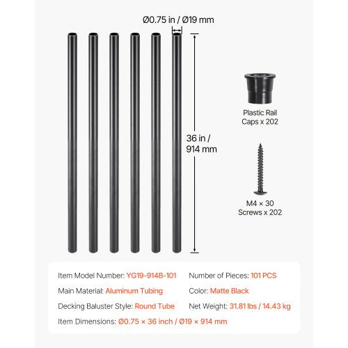 Staircase Balusters 101 Pack 36 In Aluminum Stair Balusters 34 Inch