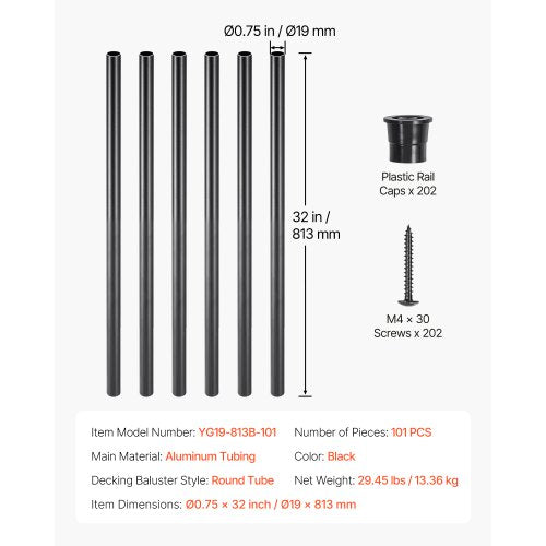 Staircase Balusters 101 Pack 32 In Aluminum Stair Balusters 34 In Aluminum