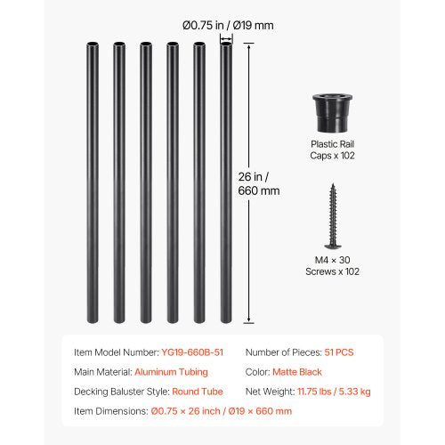 Staircase Balusters 51 Pack 26 In Aluminum Stair Balusters 34 In Aluminum Stair