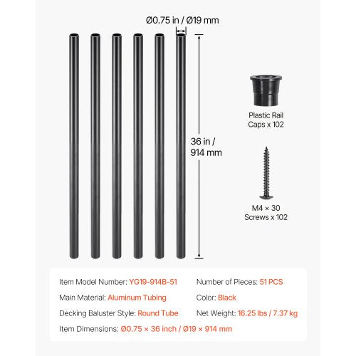 Staircase Balusters 51 Pack 36 In Aluminum Stair Balusters 34 In Aluminum Stair
