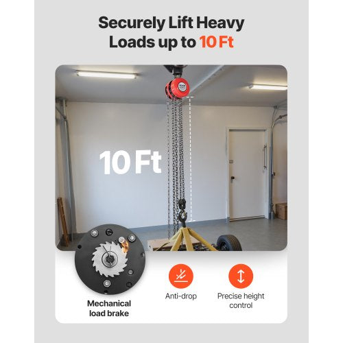 Hand Chain Hoist 2 Ton 4400 lbs Capacity Manual Chain Block with Upgrade