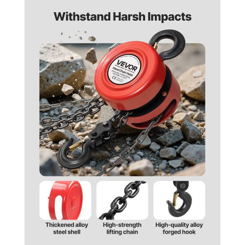 Hand Chain Hoist 2 Ton 4400 lbs Capacity Manual Chain Block with Upgrade