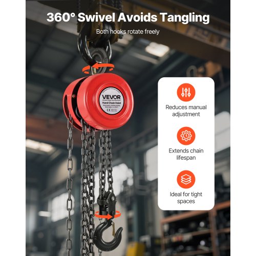 Hand Chain Hoist 2 Ton 4400 lbs Capacity Manual Chain Block with Upgrade