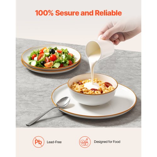 Dinnerware Set Service for 6 18 PCS Round Plates and Bowls Sets Scratch