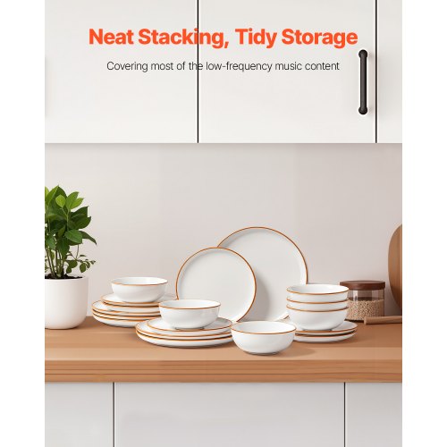 Dinnerware Set Service for 6 18 PCS Round Plates and Bowls Sets Scratch