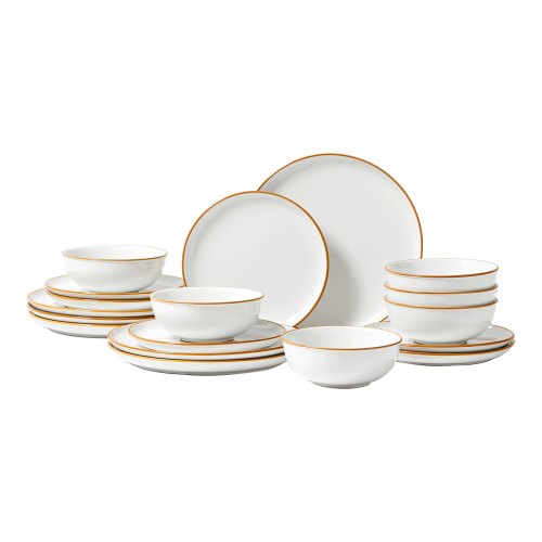 Dinnerware Set Service for 6 18 PCS Round Plates and Bowls Sets Scratch