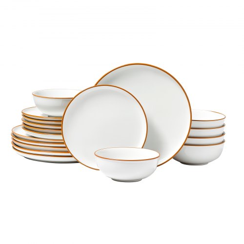 Dinnerware Set Service for 6 18 PCS Round Plates and Bowls Sets Scratch