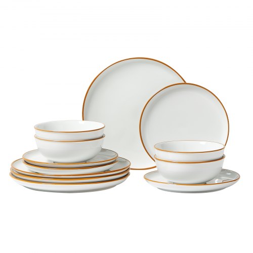 Dinnerware Set Service for 4 12 PCS Round Plates and Bowls Sets Scratch