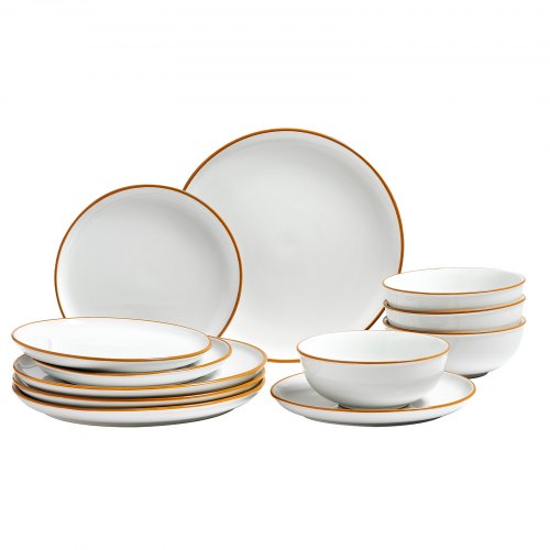 Dinnerware Set Service for 4 12 PCS Round Plates and Bowls Sets Scratch