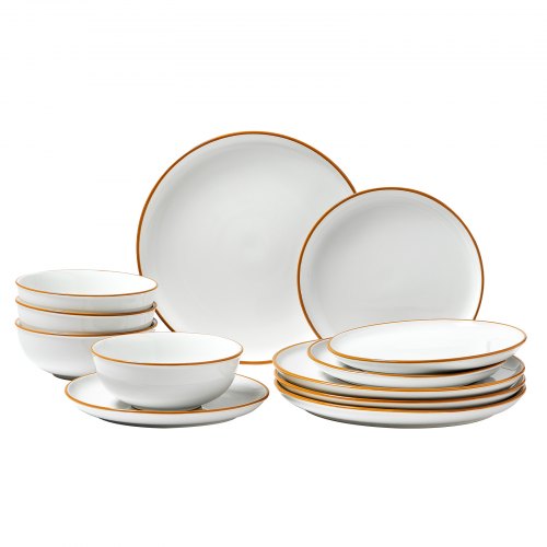 Dinnerware Set Service for 4 12 PCS Round Plates and Bowls Sets Scratch