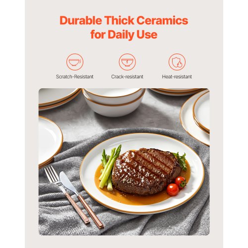 Dinnerware Set Service for 8 32 PCS Round Plates and Bowls Sets Scratch