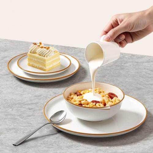 Dinnerware Set Service for 8 32 PCS Round Plates and Bowls Sets Scratch