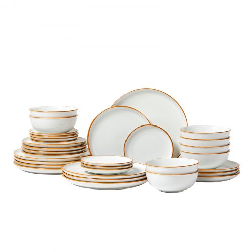 Dinnerware Set Service for 8 32 PCS Round Plates and Bowls Sets Scratch