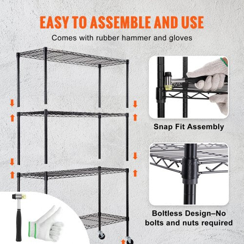 Storage Shelving Unit with Wheels 4Tier Adjustable 700 lbs Capacity
