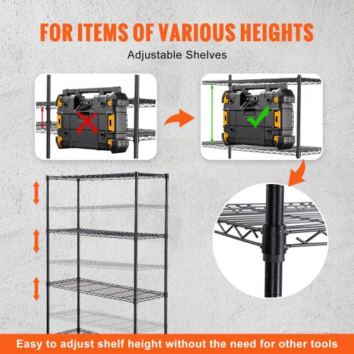 Storage Shelving Unit with Wheels 4Tier Adjustable 700 lbs Capacity