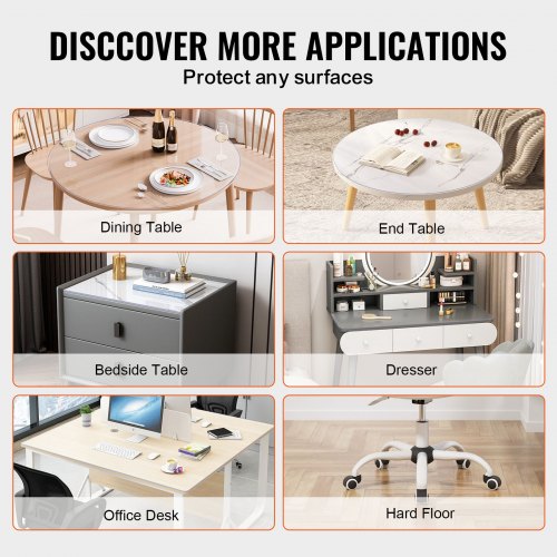 Plastic Table Cover 48 x 48 Inch 2.0 mm Thick Clear Table Protector Round