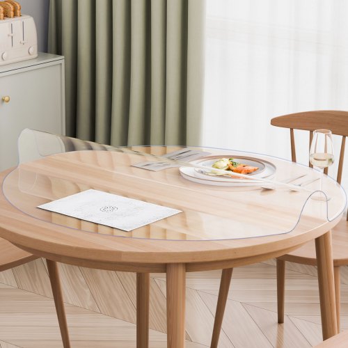 Plastic Table Cover 48 x 48 Inch 2.0 mm Thick Clear Table Protector Round