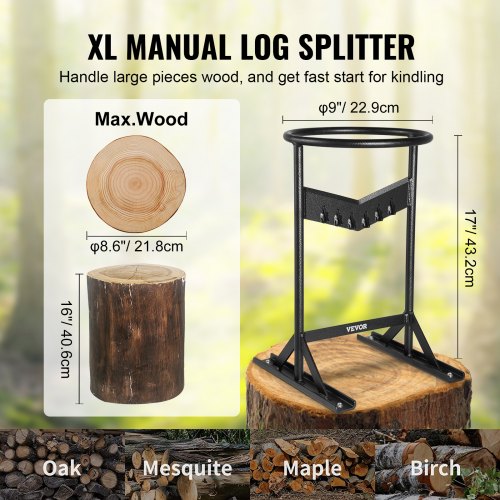 Firewood Kindling Splitter 9x17 XL Wood Splitter Unique VShaped