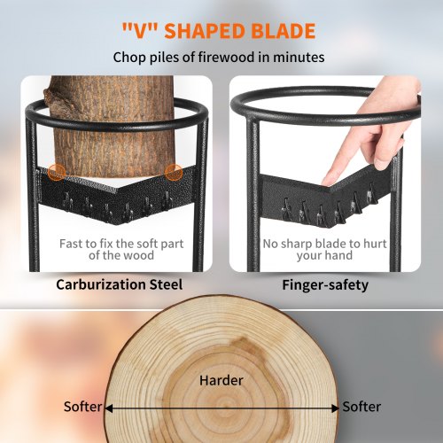 Firewood Kindling Splitter 9x17 XL Wood Splitter Unique VShaped