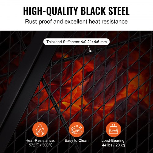XMarks Fire Pit Grill Grate Foldable Round Cooking Grate Heavy Duty Steel