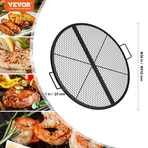 XMarks Fire Pit Grill Grate Foldable Round Cooking Grate Heavy Duty Steel