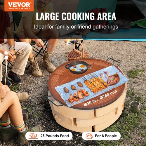 XMarks Fire Pit Grill Grate Round Cooking Grate Heavy Duty Steel Campfire