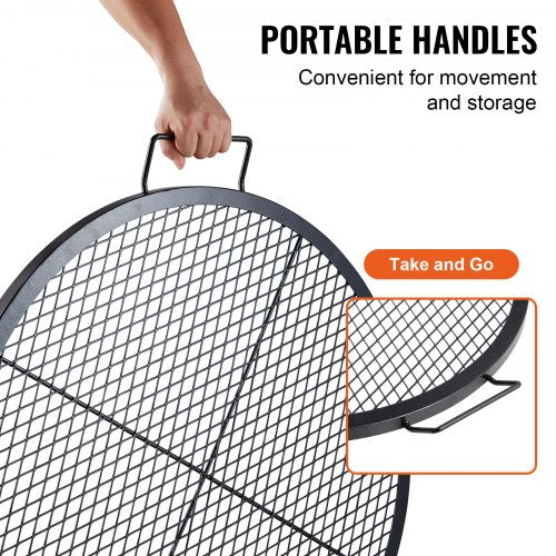 XMarks Fire Pit Grill Grate Round Cooking Grate Heavy Duty Steel Campfire