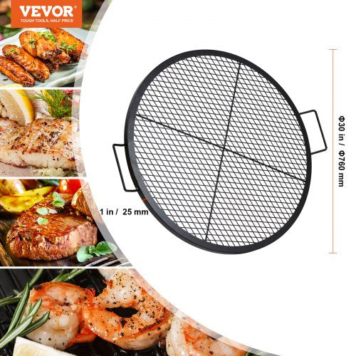 XMarks Fire Pit Grill Grate Round Cooking Grate Heavy Duty Steel Campfire