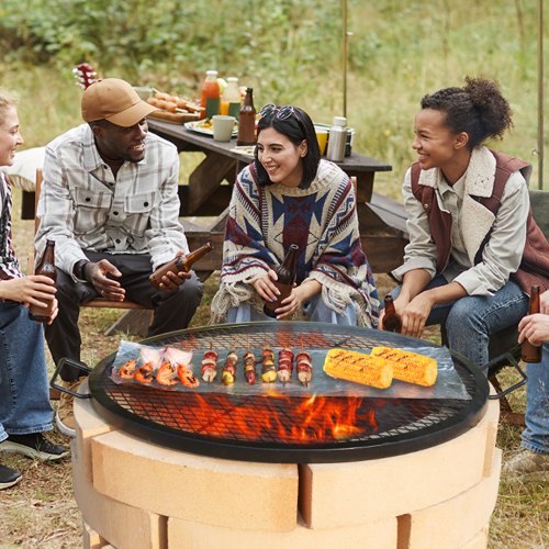 XMarks Fire Pit Grill Grate Round Cooking Grate Heavy Duty Steel Campfire