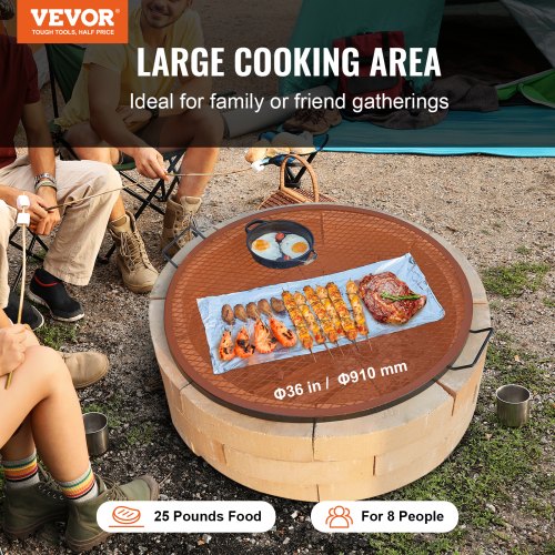 XMarks Fire Pit Grill Grate Round Cooking Grate Heavy Duty Steel Campfire