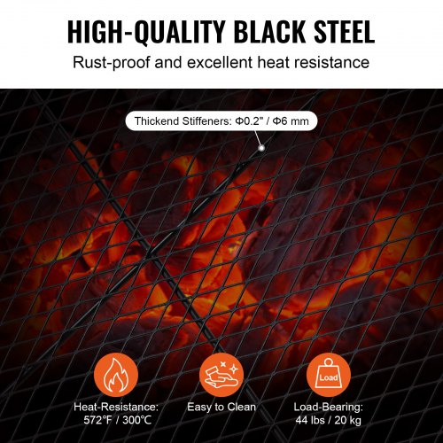 XMarks Fire Pit Grill Grate Round Cooking Grate Heavy Duty Steel Campfire