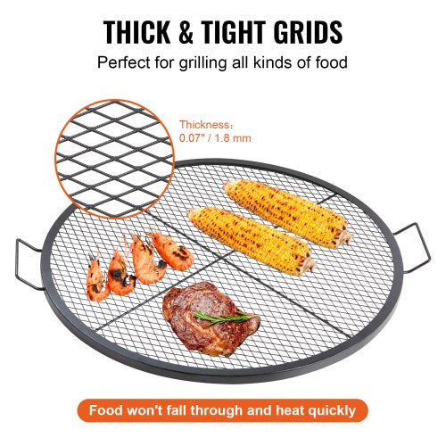 XMarks Fire Pit Grill Grate Round Cooking Grate Heavy Duty Steel Campfire