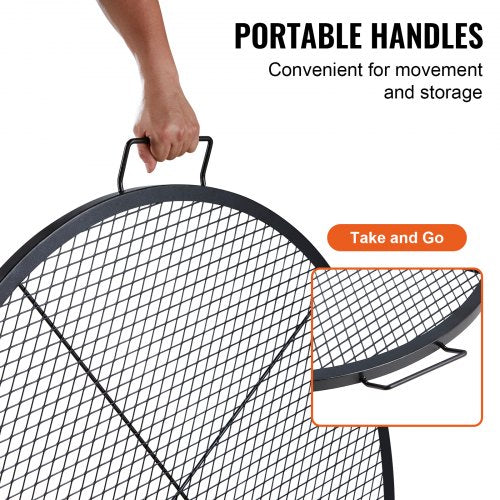 XMarks Fire Pit Grill Grate Round Cooking Grate Heavy Duty Steel Campfire