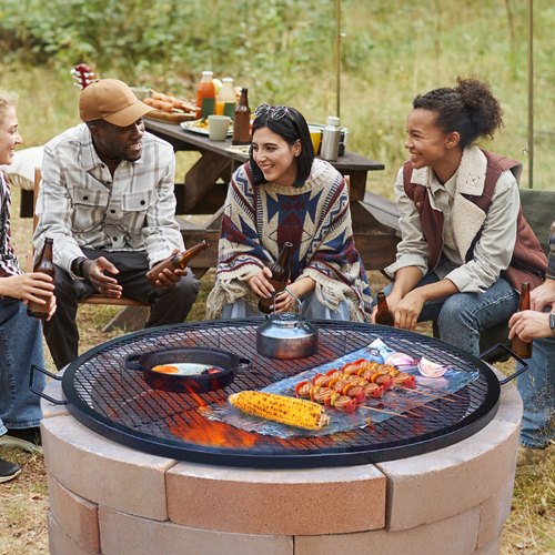 XMarks Fire Pit Grill Grate Round Cooking Grate Heavy Duty Steel Campfire