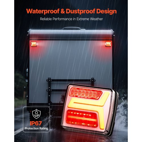Trailer Lights 2PCS 12V Square Magnetic LED Trailer Tail Lights Kit with Stop