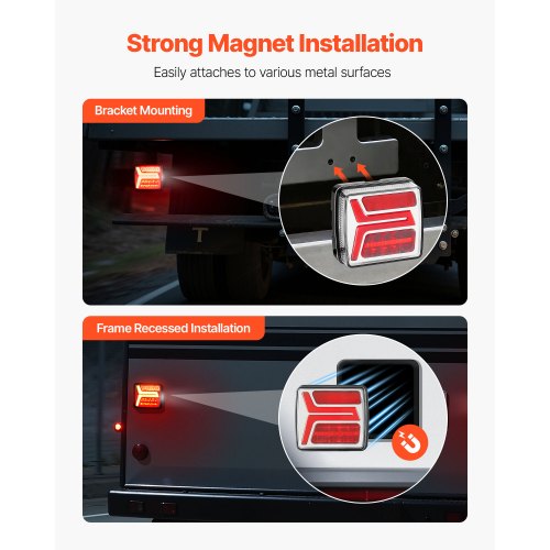 Trailer Lights 2PCS 12V Square Magnetic LED Trailer Tail Lights Kit with Stop