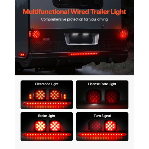 Trailer Lights 12V LED Trailer Tail Lights Kit with Stop Brake Turn Tail