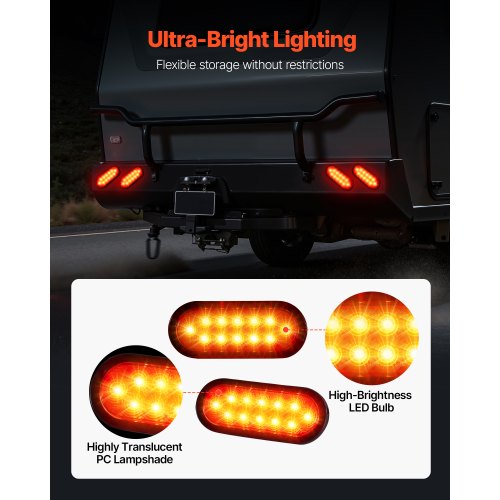Trailer Lights 4PCS 12V Oval LED Trailer Tail Lights Kit with Stop Brake