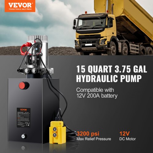 Hydraulic Pump 15 Quart Hydraulic Power Unit Double Acting Dump Trailer