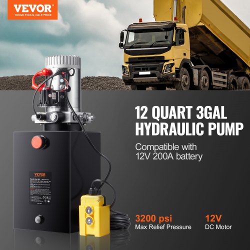 Hydraulic Pump 12 Quart Hydraulic Power Unit Single Acting Dump Trailer