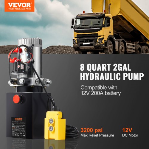 Hydraulic Pump 8 Quart Dump Trailer Pump Single Acting Hydraulic Power