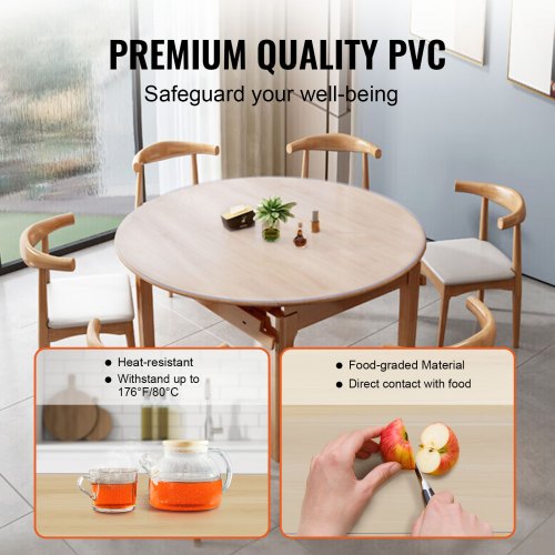Clear Table Cover Protector 48 inch1230 mm Round Table Cover 1.5 mm Thick