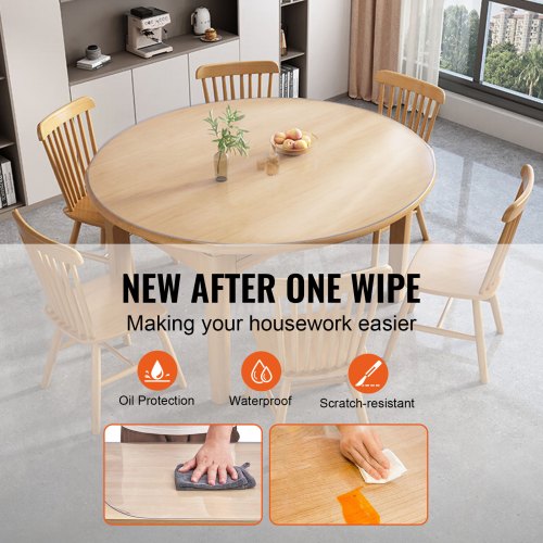 Clear Table Cover Protector 48 inch1230 mm Round Table Cover 1.5 mm Thick